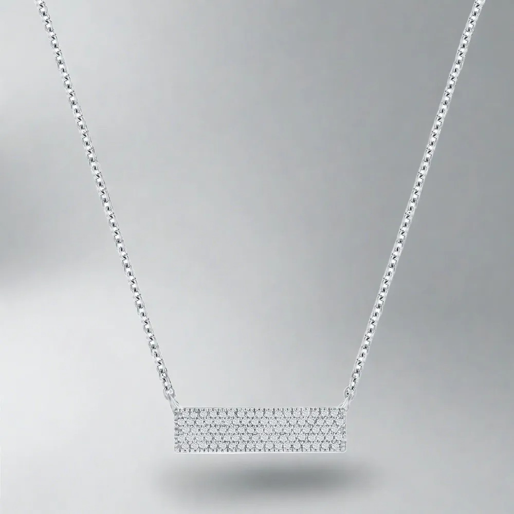 SS 0.16ctw Rectangle I/SI2 Diamond Pendant