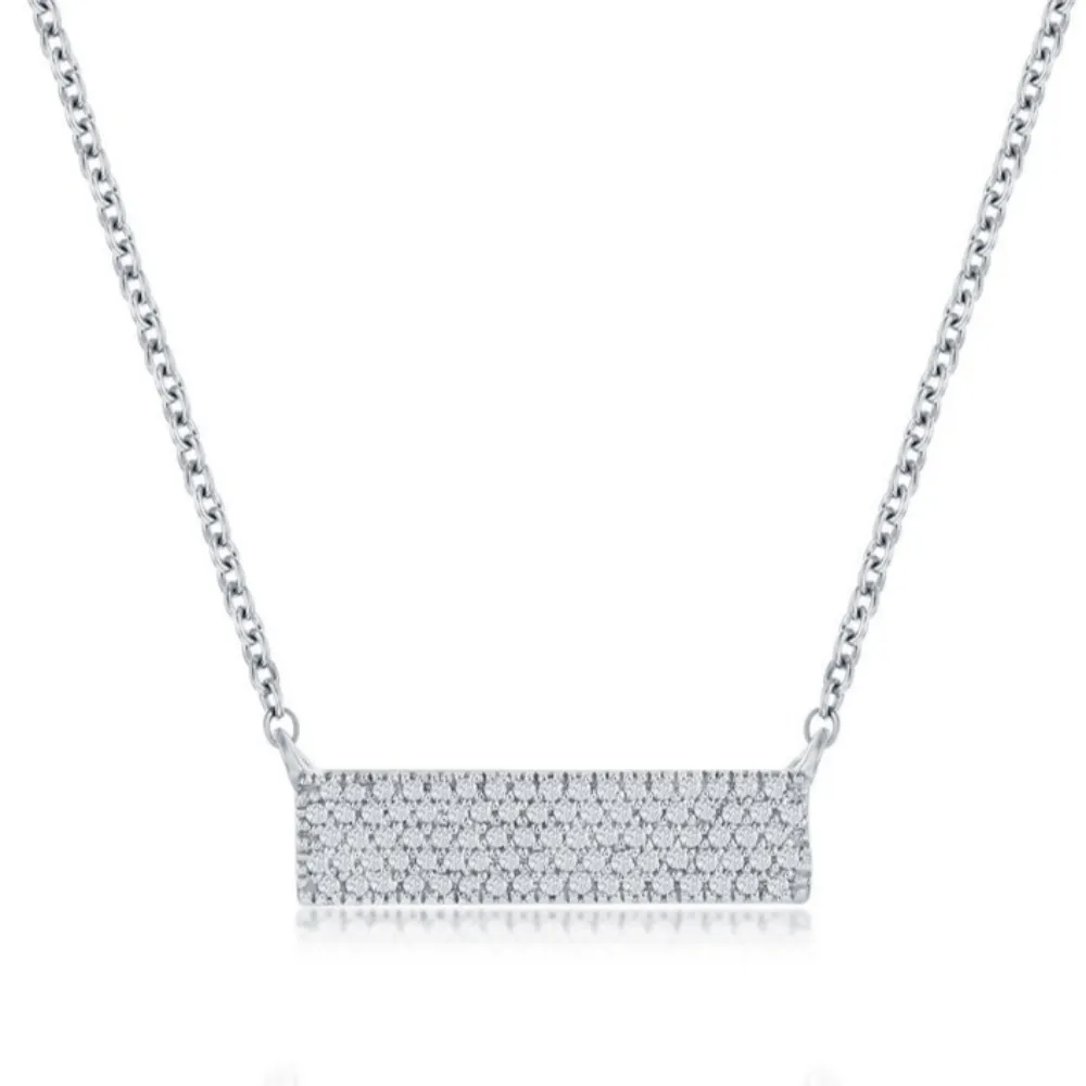 SS 0.16ctw Rectangle I/SI2 Diamond Pendant