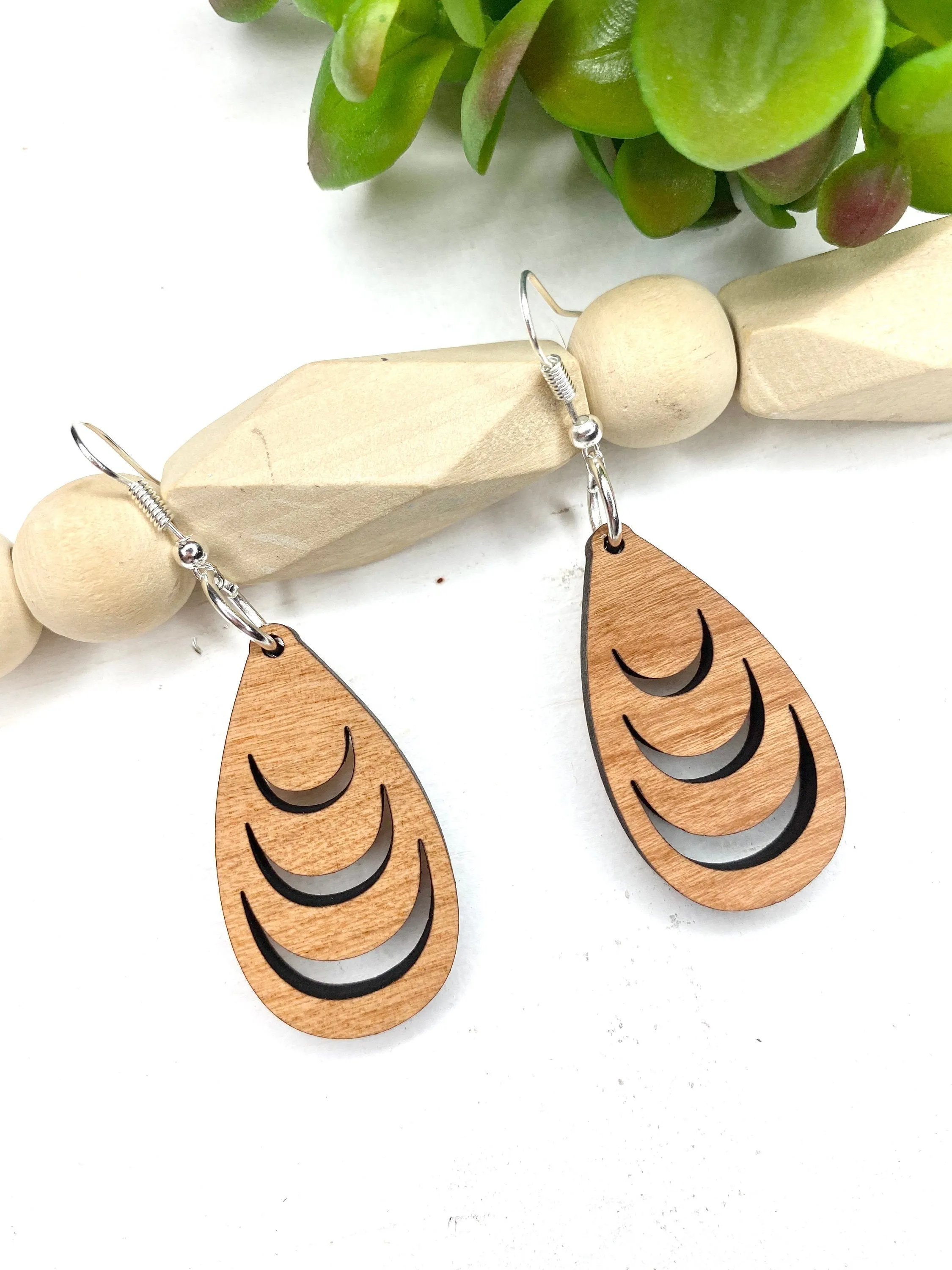 Statement Earrings, Art Nouveau, Art Deco Jewelry, Bohemian Wood Dangle Earrings, Best Friend Gift