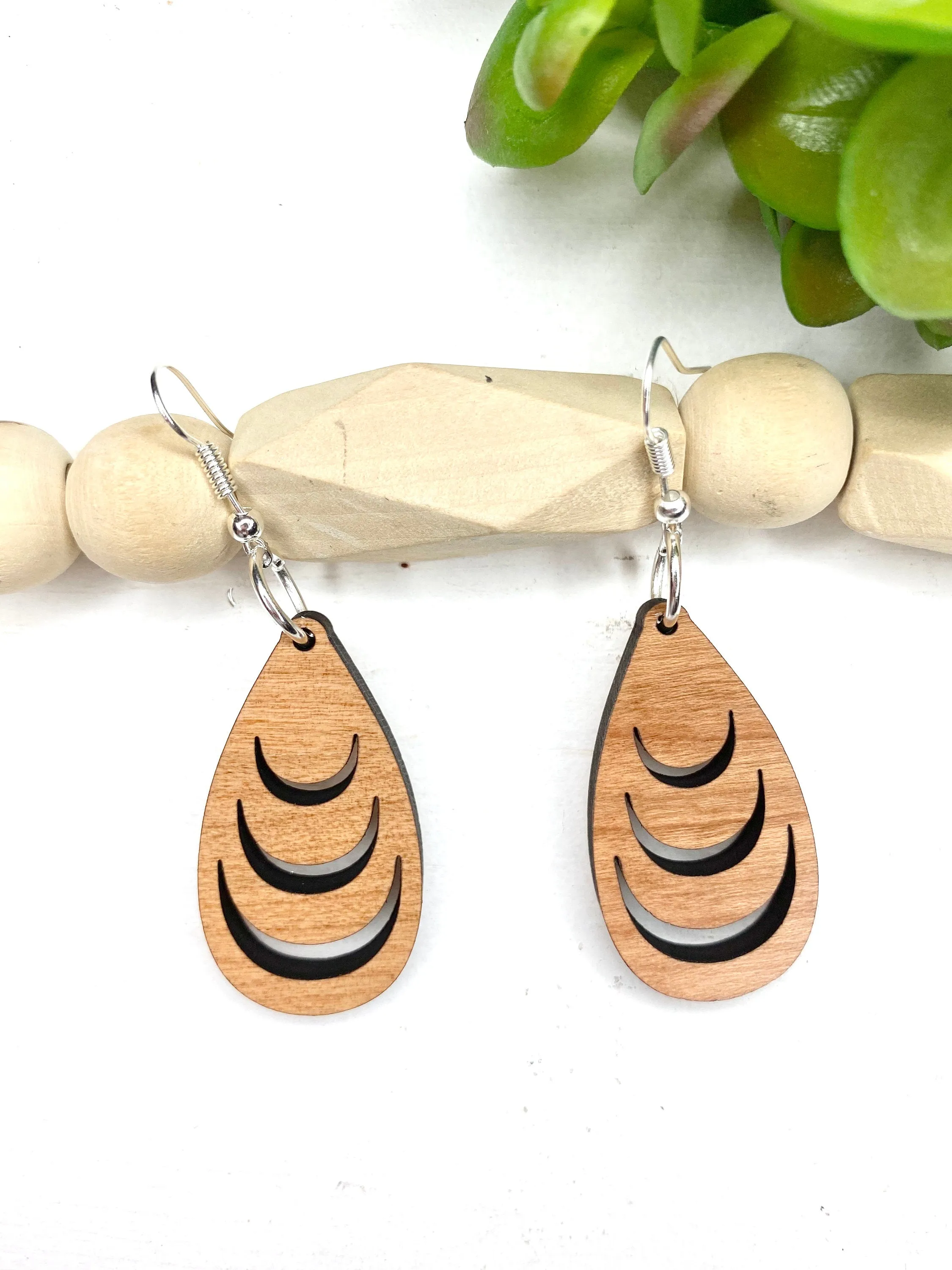 Statement Earrings, Art Nouveau, Art Deco Jewelry, Bohemian Wood Dangle Earrings, Best Friend Gift