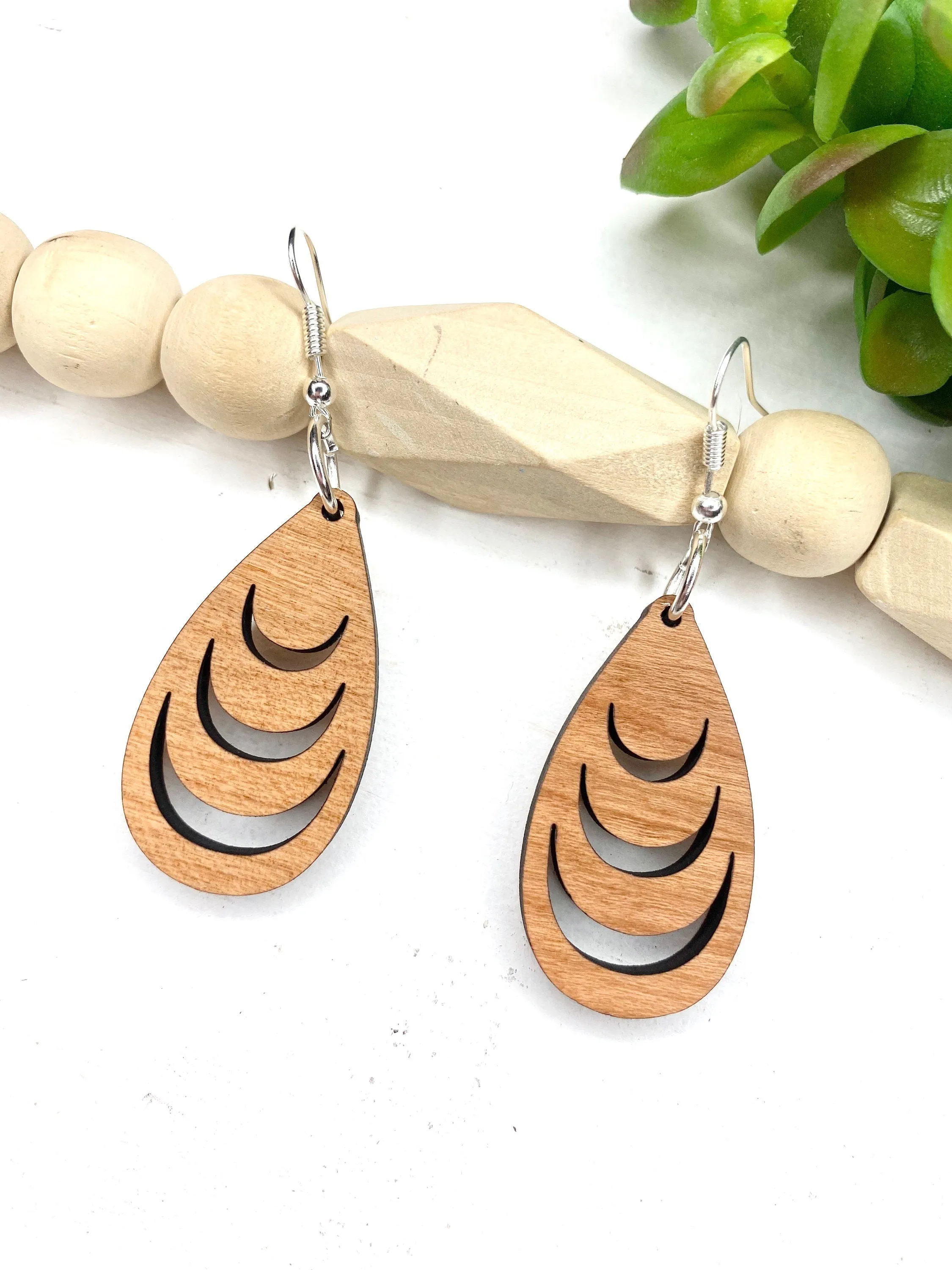 Statement Earrings, Art Nouveau, Art Deco Jewelry, Bohemian Wood Dangle Earrings, Best Friend Gift