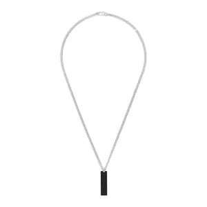 Sterling Silver and Black Rubber GG Tag Necklace