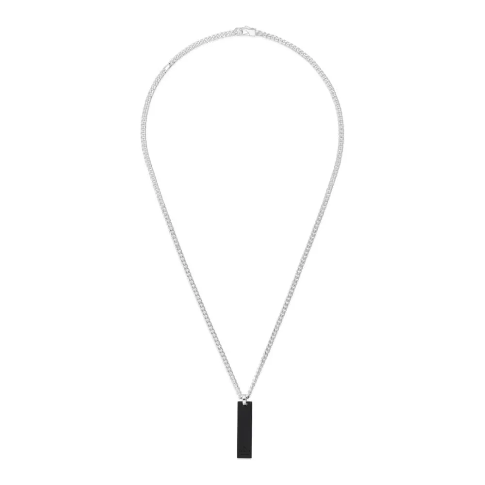 Sterling Silver and Black Rubber GG Tag Necklace