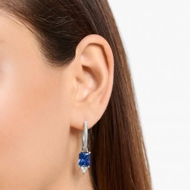 Sterling Silver Blue Stone Hoop Earrings CR684-166-1