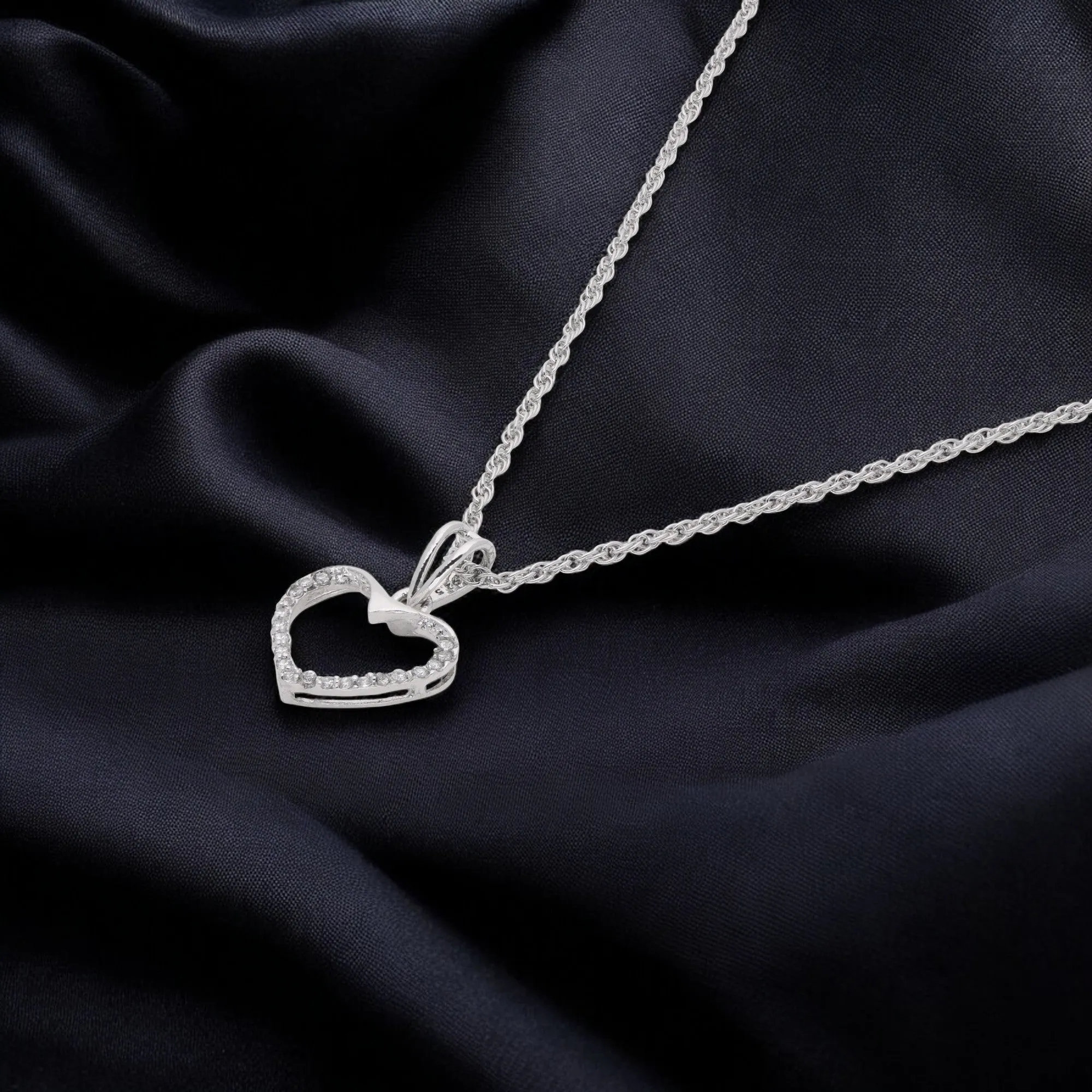 Sterling Silver Open Heart Pendant Necklace – A Timeless Emblem of Love | SKU : 0003579367, 0021424366, 0021424373