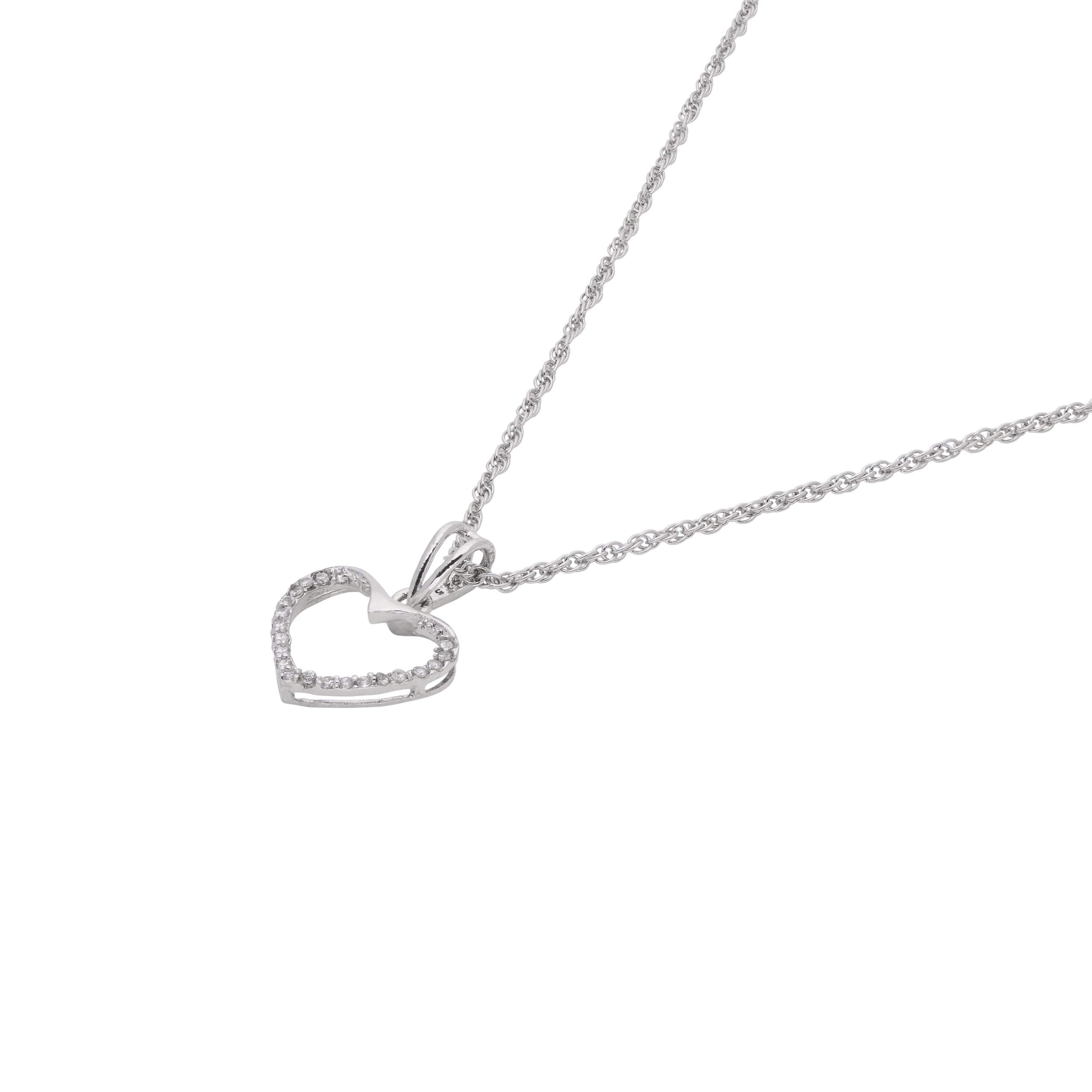 Sterling Silver Open Heart Pendant Necklace – A Timeless Emblem of Love | SKU : 0003579367, 0021424366, 0021424373
