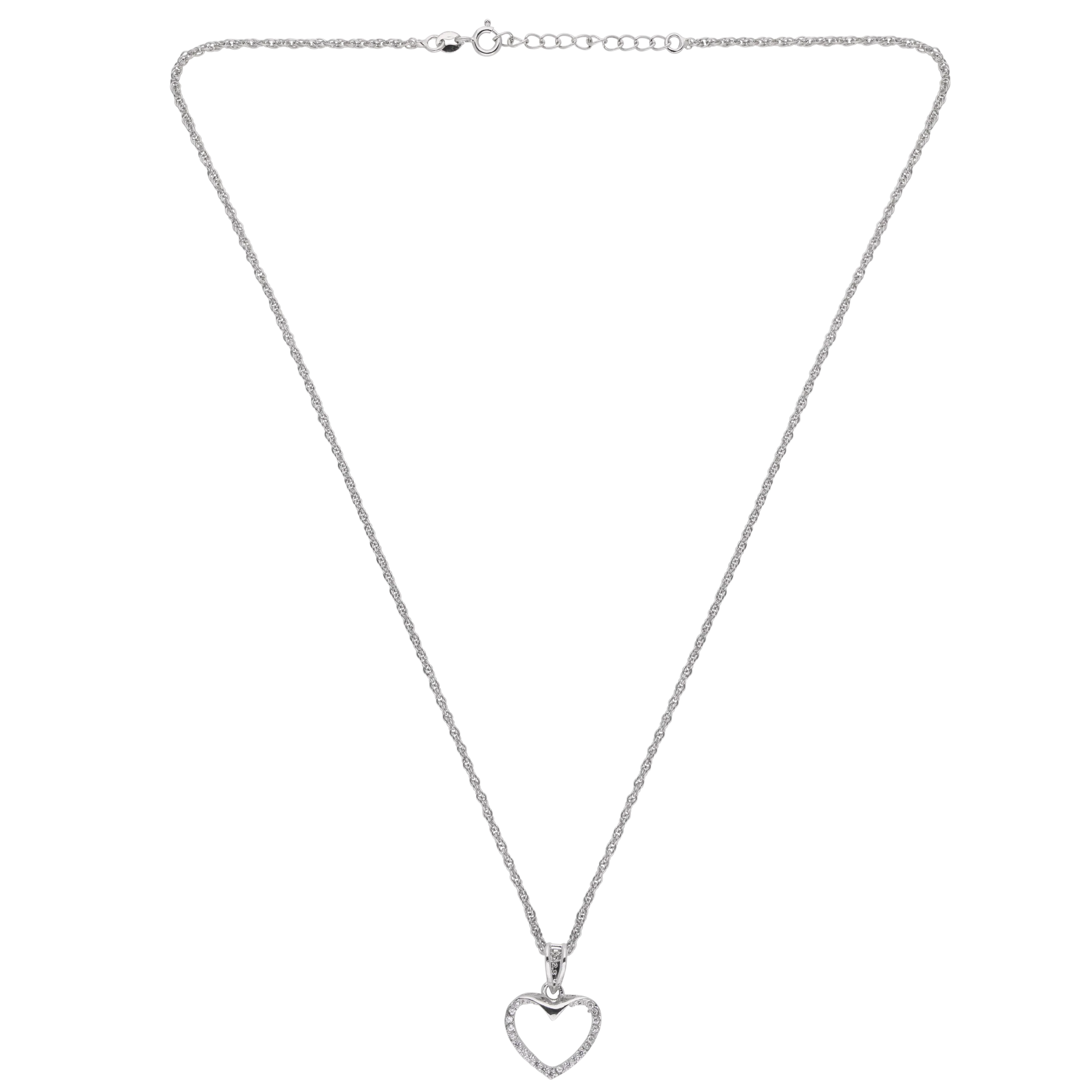 Sterling Silver Open Heart Pendant Necklace – A Timeless Emblem of Love | SKU : 0003579367, 0021424366, 0021424373