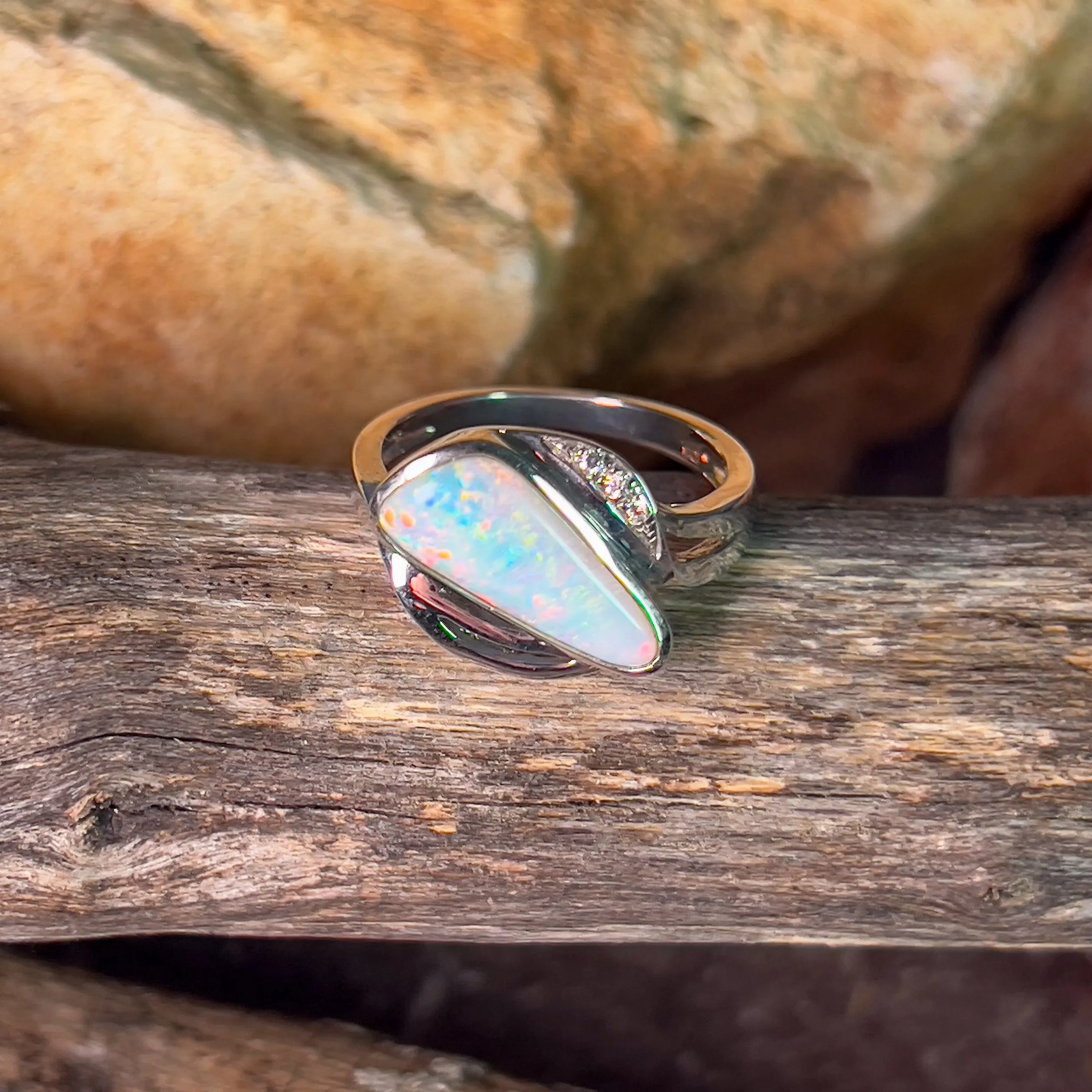 Sterling Silver Triangle shape long crossover design ring