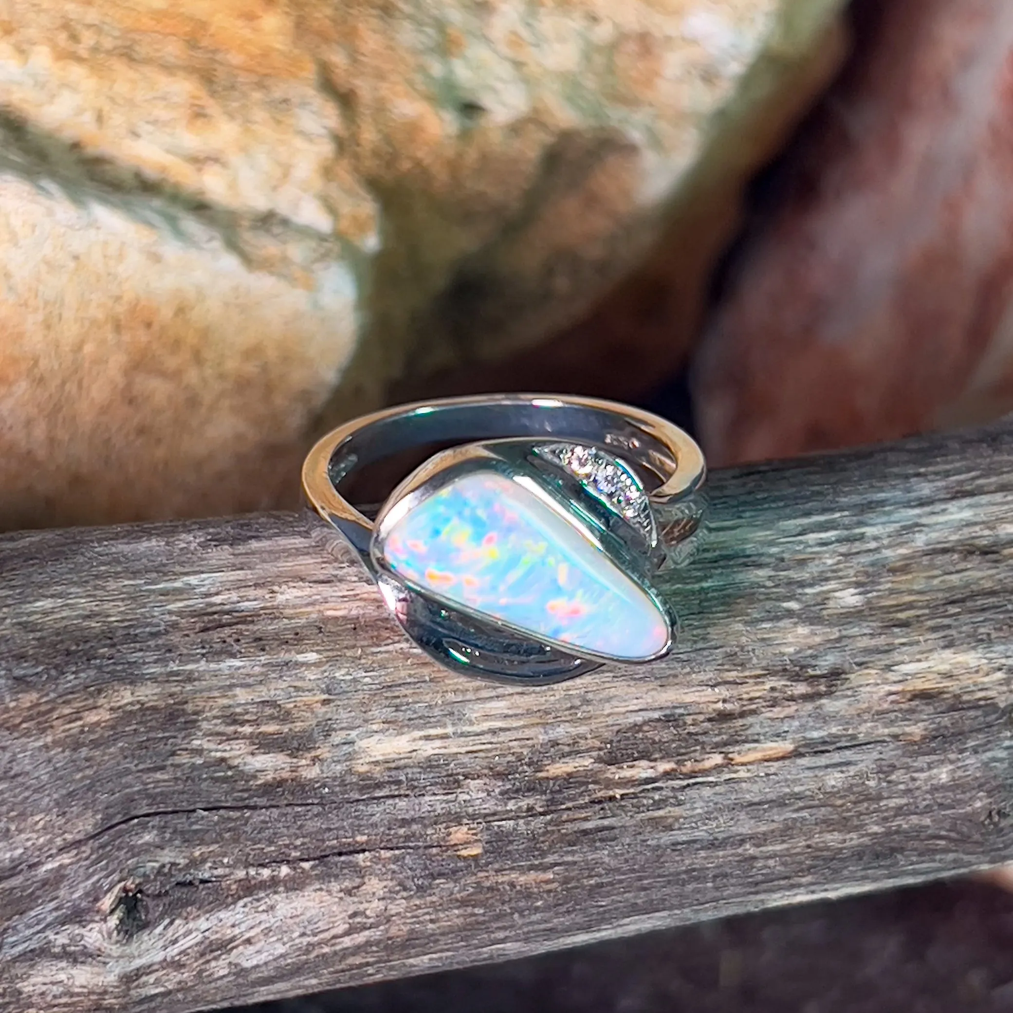 Sterling Silver Triangle shape long crossover design ring