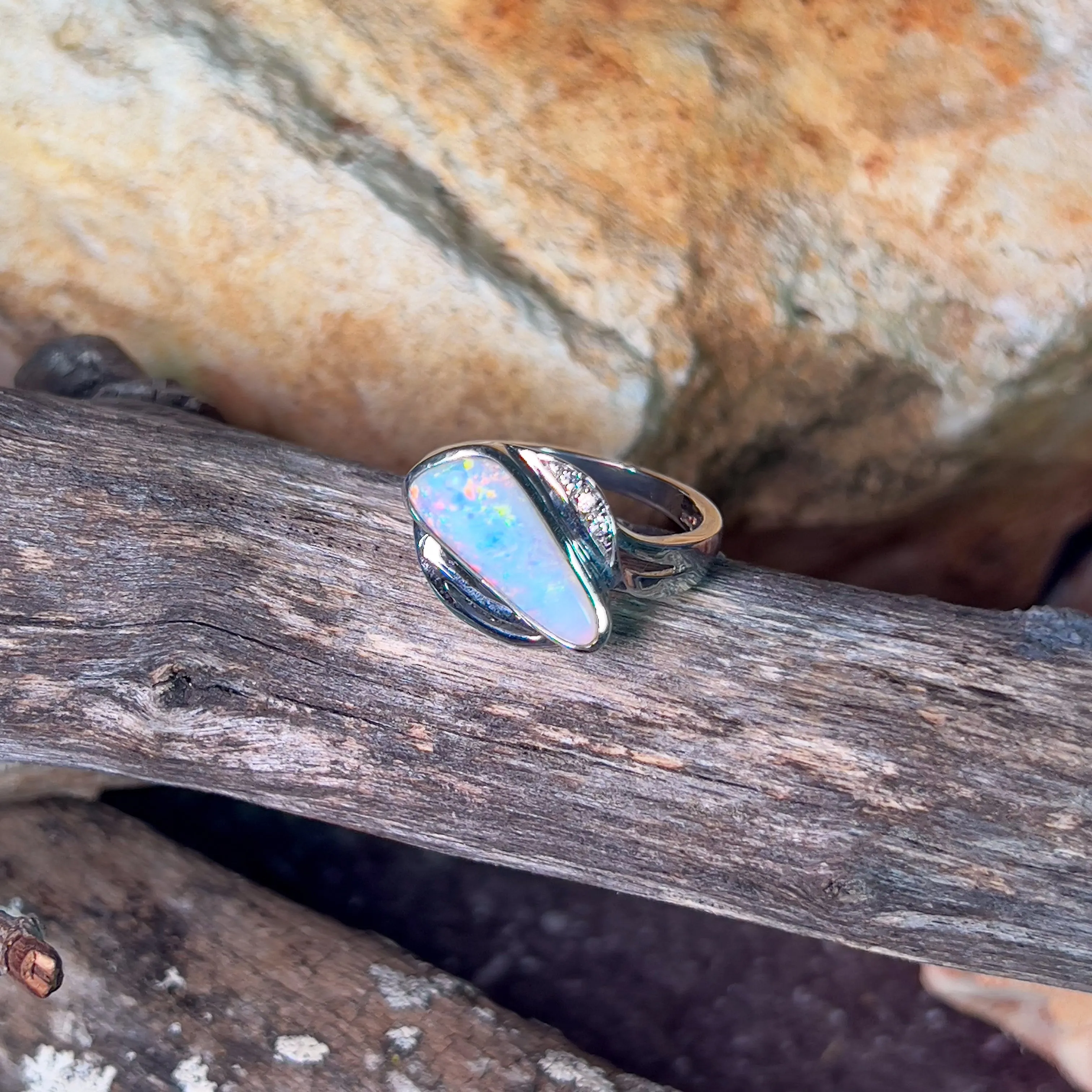 Sterling Silver Triangle shape long crossover design ring