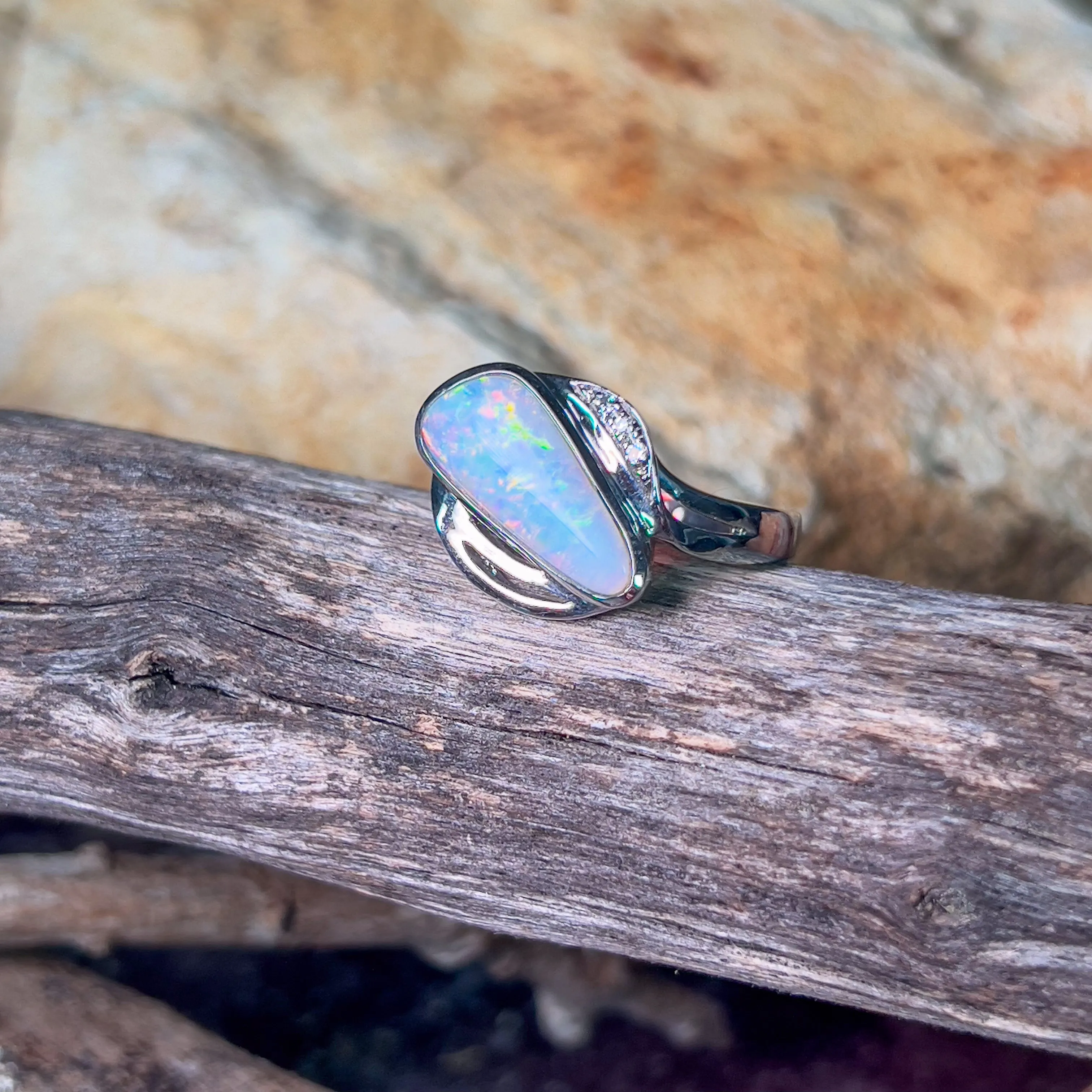 Sterling Silver Triangle shape long crossover design ring