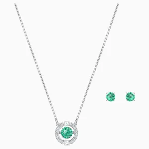 Swarovski Jewelry SPARKLING DANCE SET, Green, Rhodium -5516965