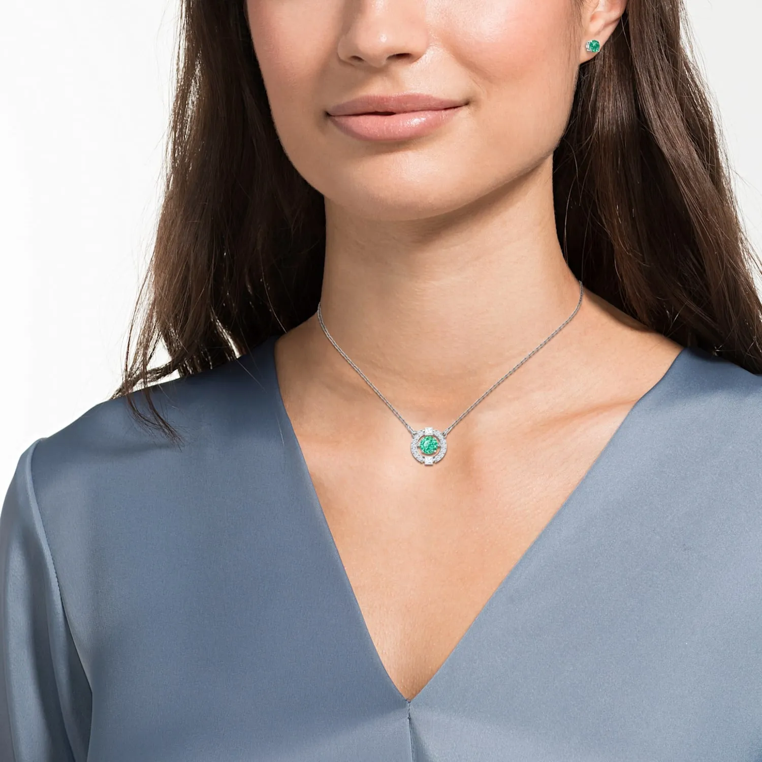 Swarovski Jewelry SPARKLING DANCE SET, Green, Rhodium -5516965