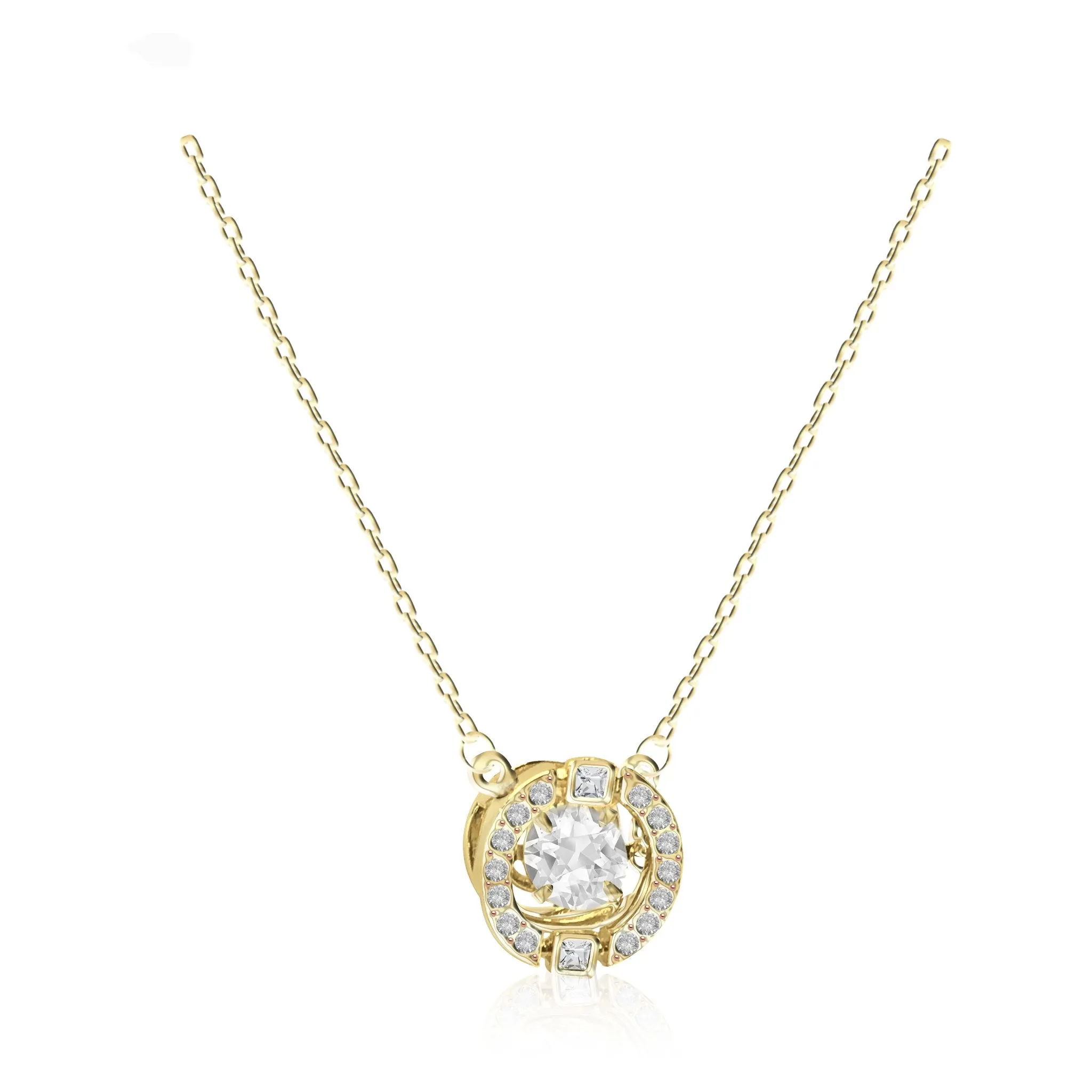 Swarovski SPARKLING DANCE ROUND NECKLACE, White, Gold Tone -5284186