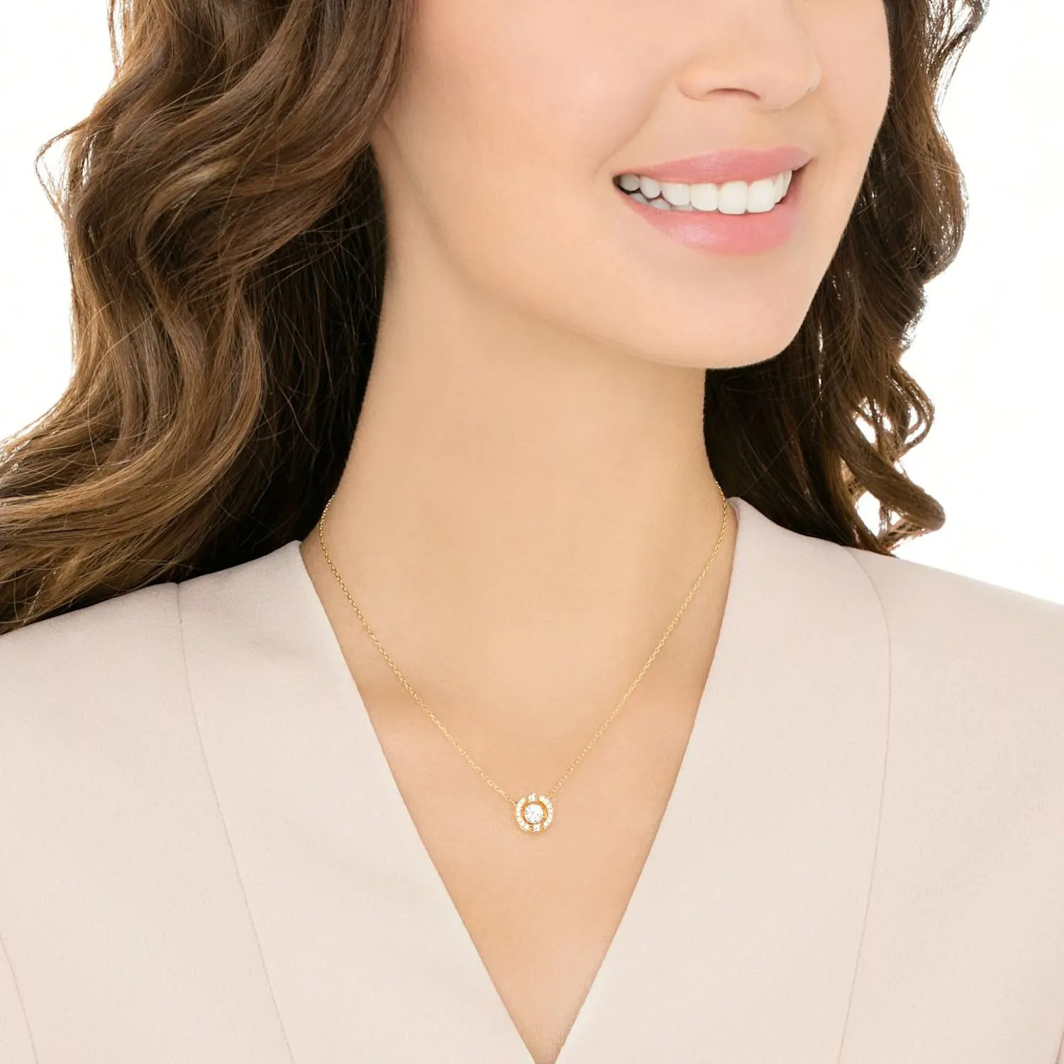 Swarovski SPARKLING DANCE ROUND NECKLACE, White, Gold Tone -5284186