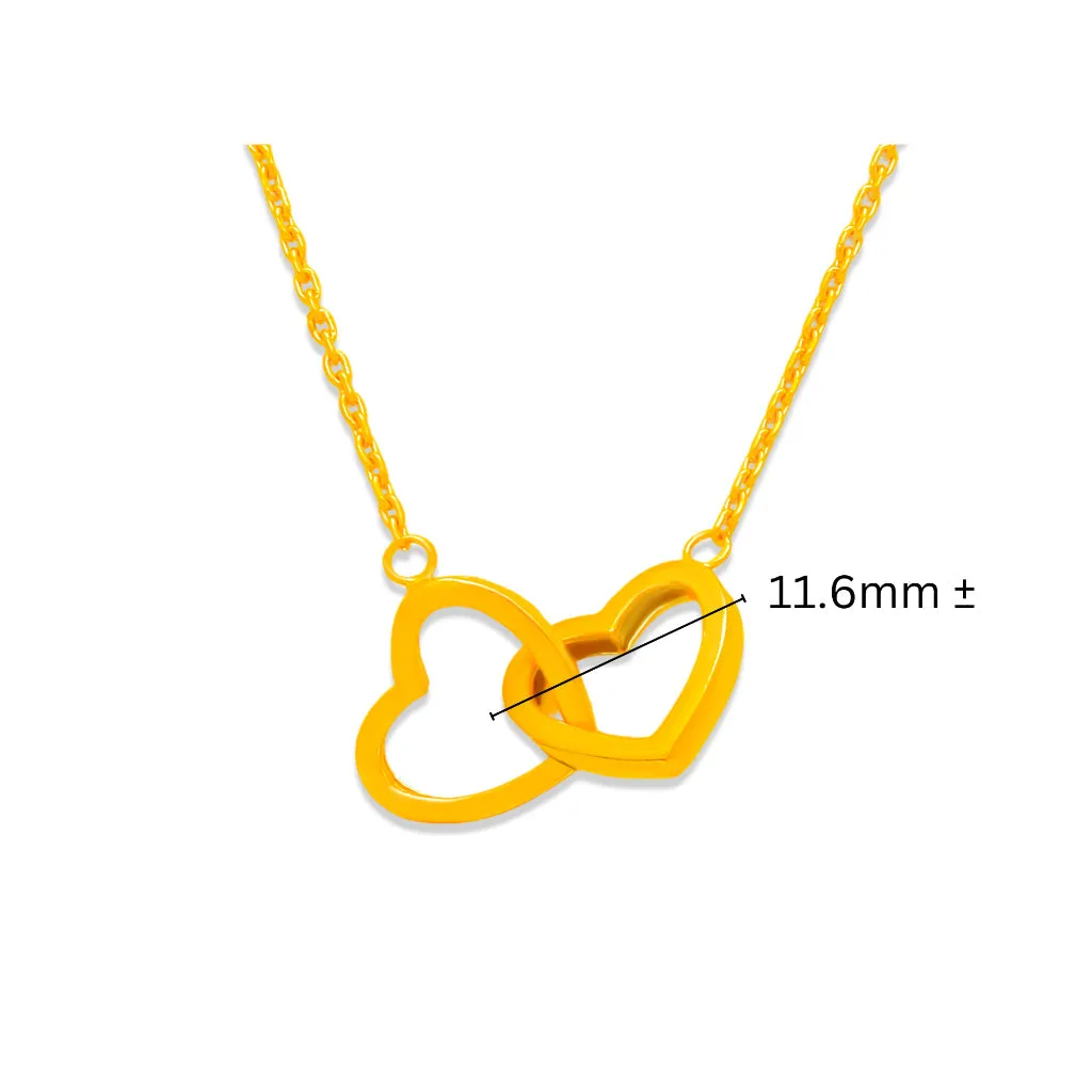TAKA Jewellery 916 Gold Necklace Double Hearts