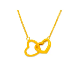 TAKA Jewellery 916 Gold Necklace Double Hearts