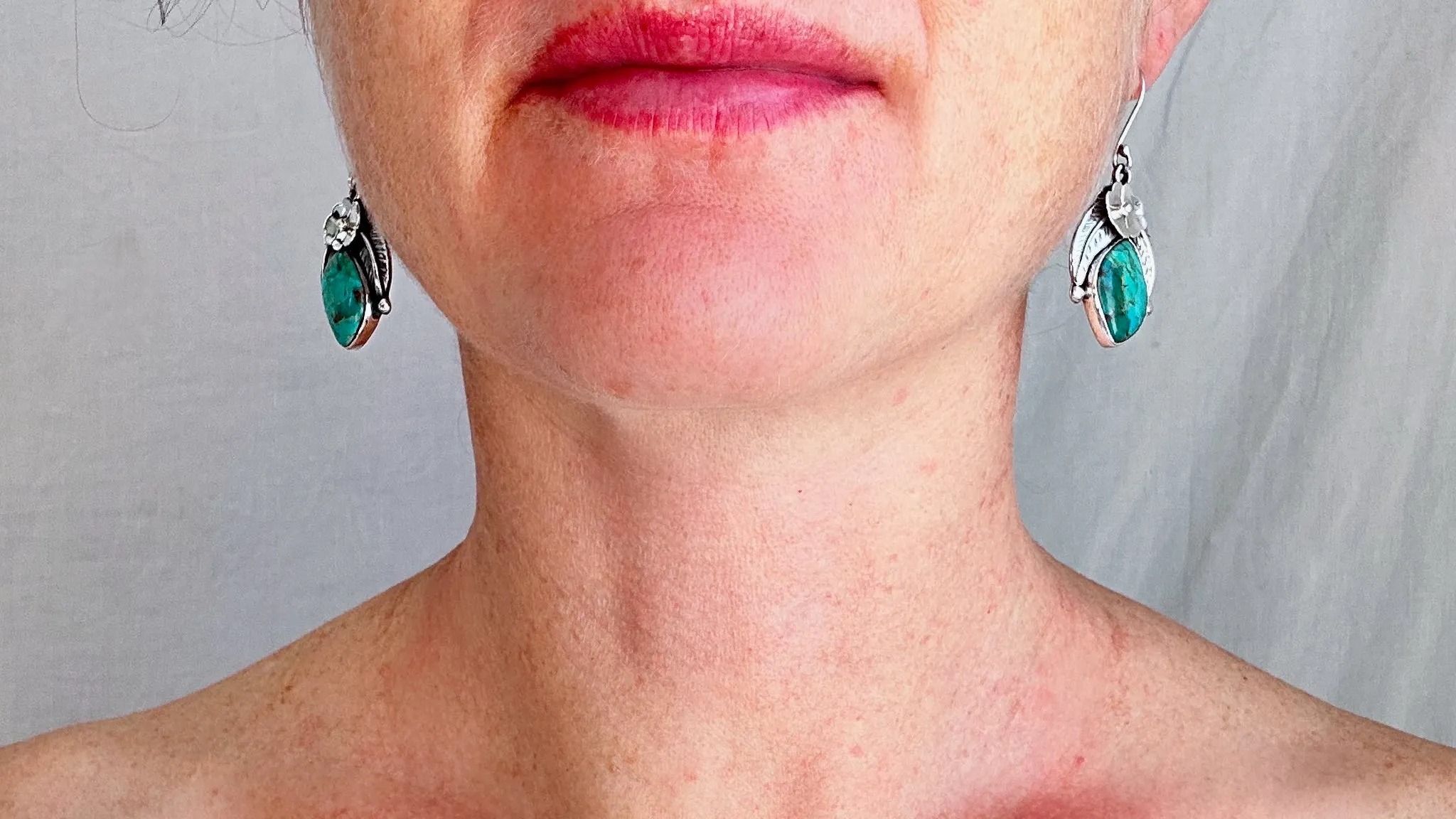 Taxco Turquoise Earrings. Sterling Silver. Mexico. 0791.
