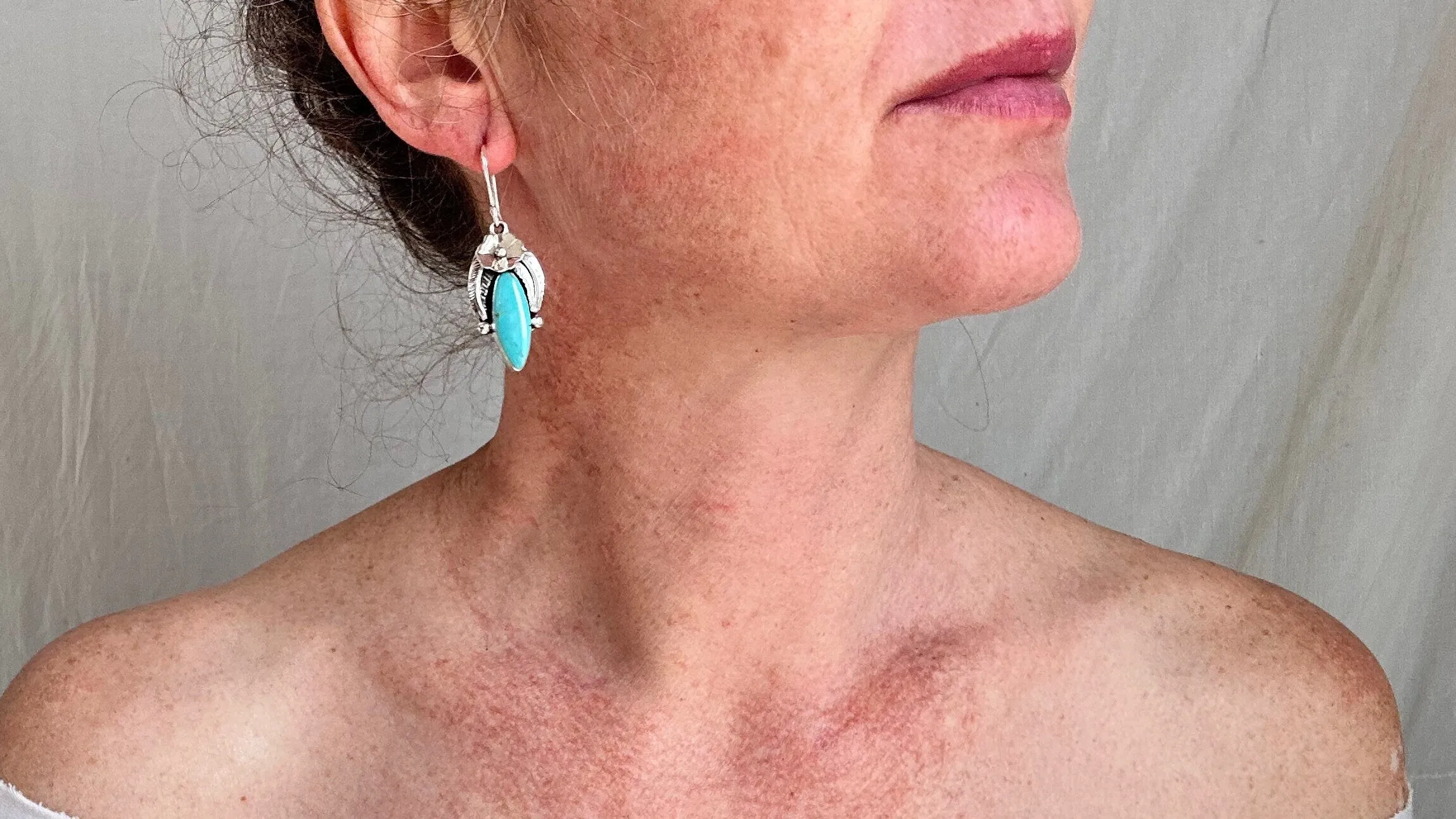 Taxco Turquoise Earrings. Sterling Silver. Mexico. 0817