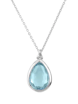 Teardrop Necklace in Silver with Blue Topaz