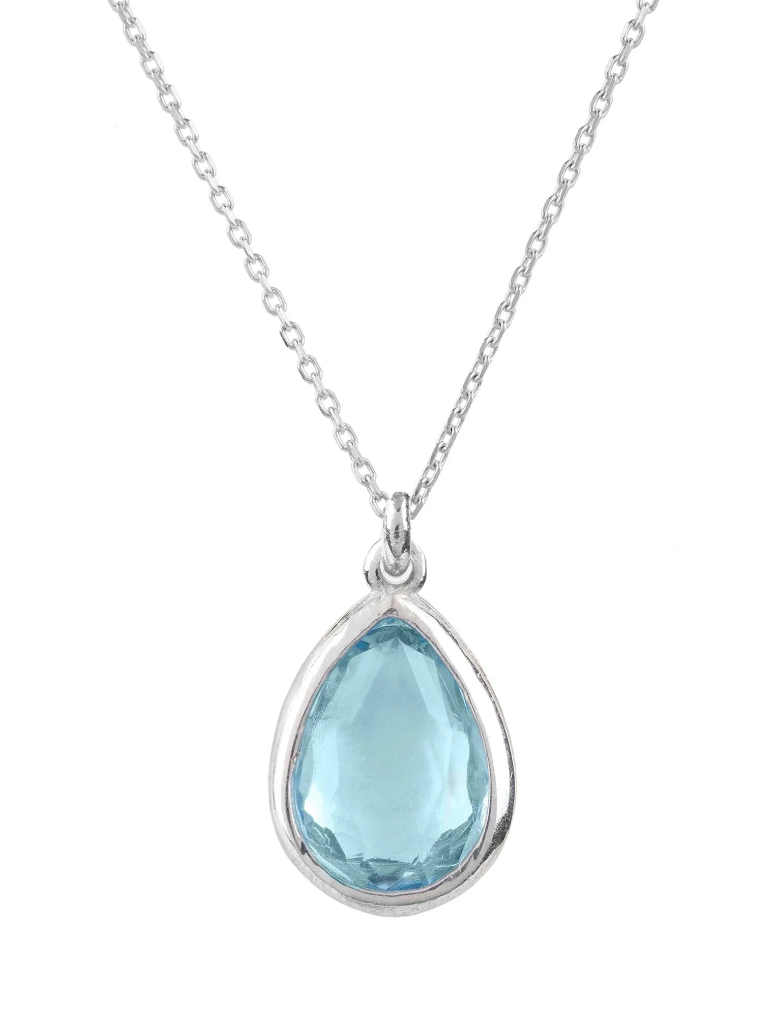 Teardrop Necklace in Silver with Blue Topaz