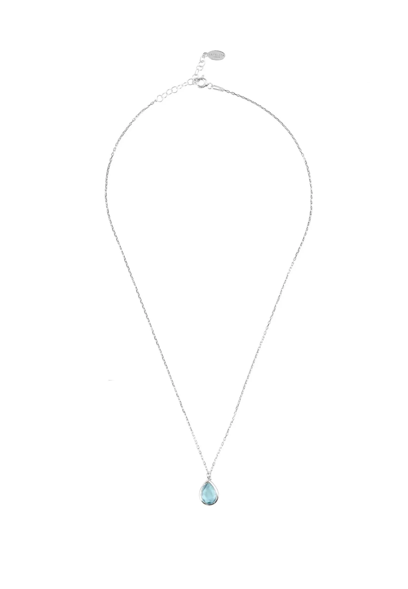 Teardrop Necklace in Silver with Blue Topaz