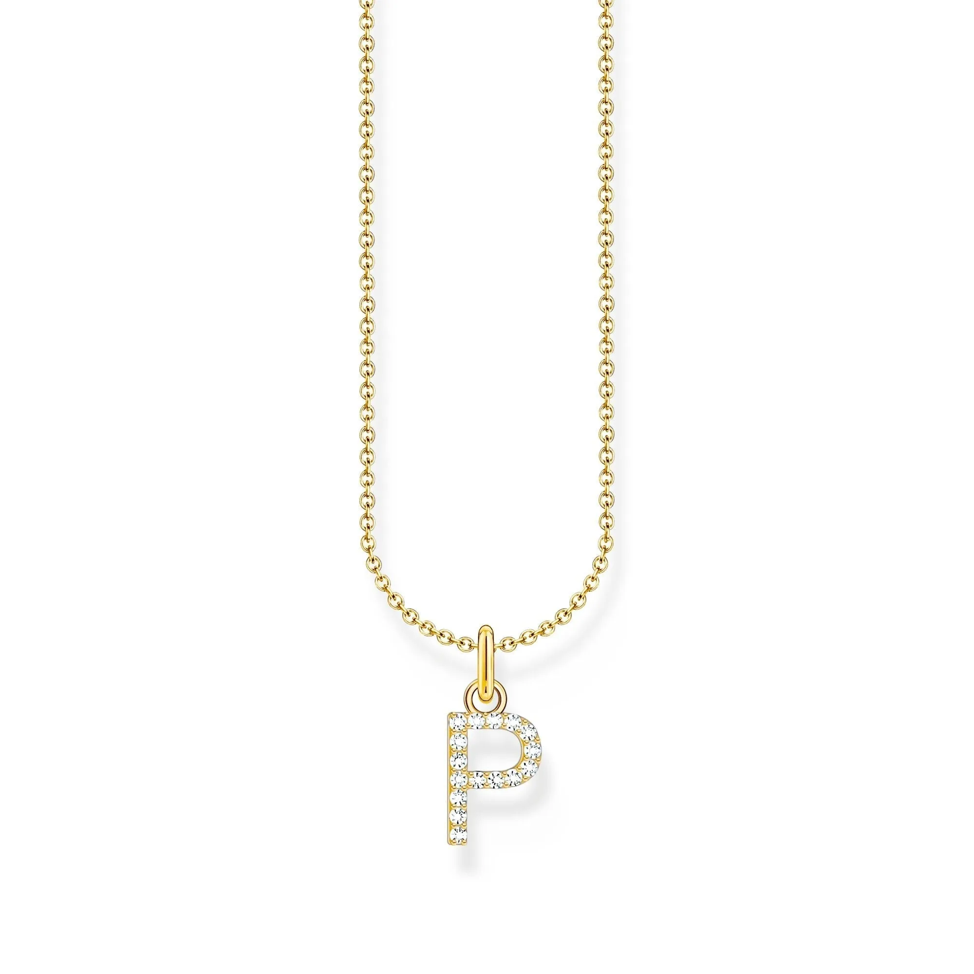 THOMAS SABO Necklace with letter pendant P and white zirconia - gold