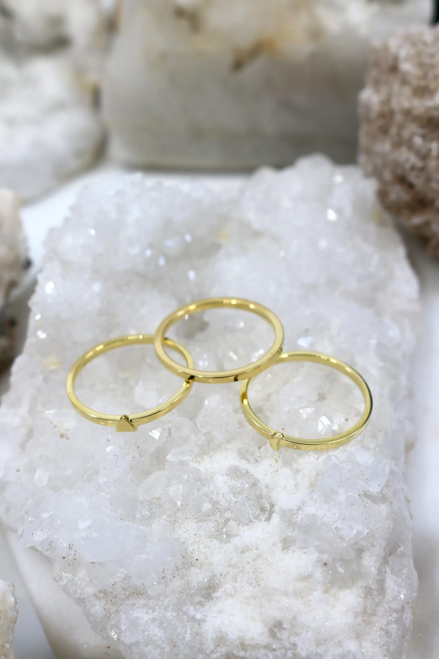 To the Moon and Back // Stackable Moon Triangle Rings, Silver or Gold Fill, Boho // BH-R003