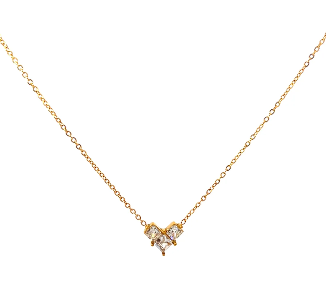 Trio Sparkling Stone Necklace