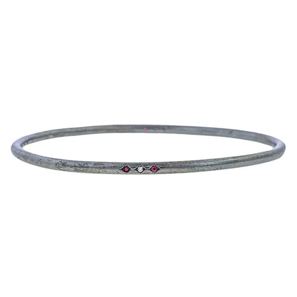 Triple Station Diamond & Ruby Bangle Bracelet- Heirloom by Doyle & Doyle