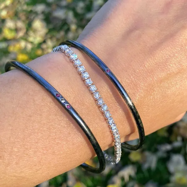Triple Station Diamond & Ruby Bangle Bracelet- Heirloom by Doyle & Doyle
