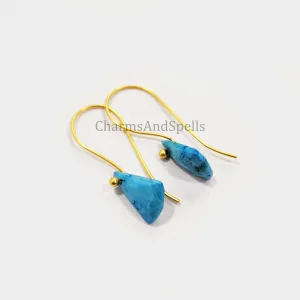 Turquoise Howlite Earrings, Statement Earrings, Dainty Jewelry, Handmade Earrings, Gold Plated Earrings, Bohemian Earrings
