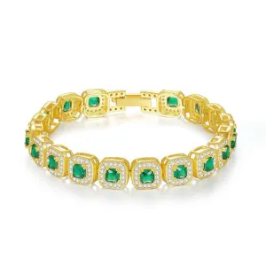 Unisex Customized 14K Gold Plated-سوار تنس زمرد