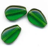 Vintage Czech emerald green flat teardrop. 11x8mm. Pkg of 12.b11-gr-0843-1