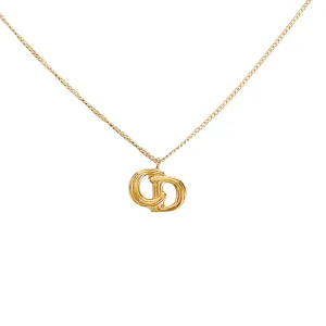 Vintage Dior Logo Plate 44cm Gold Necklace