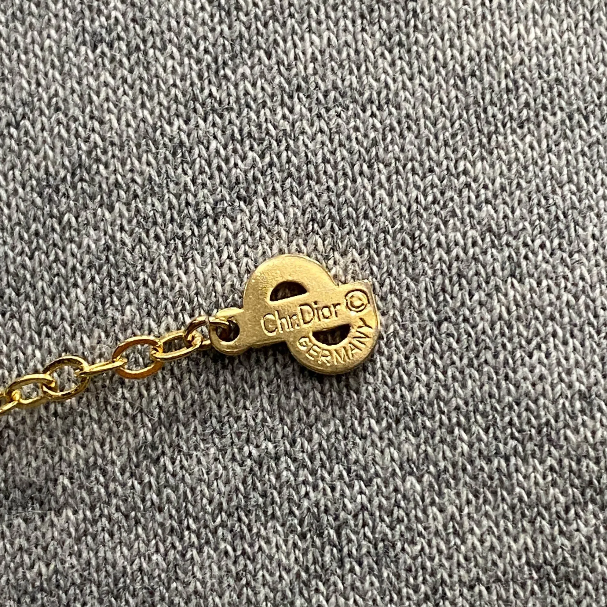 Vintage Dior Logo Plate 44cm Gold Necklace