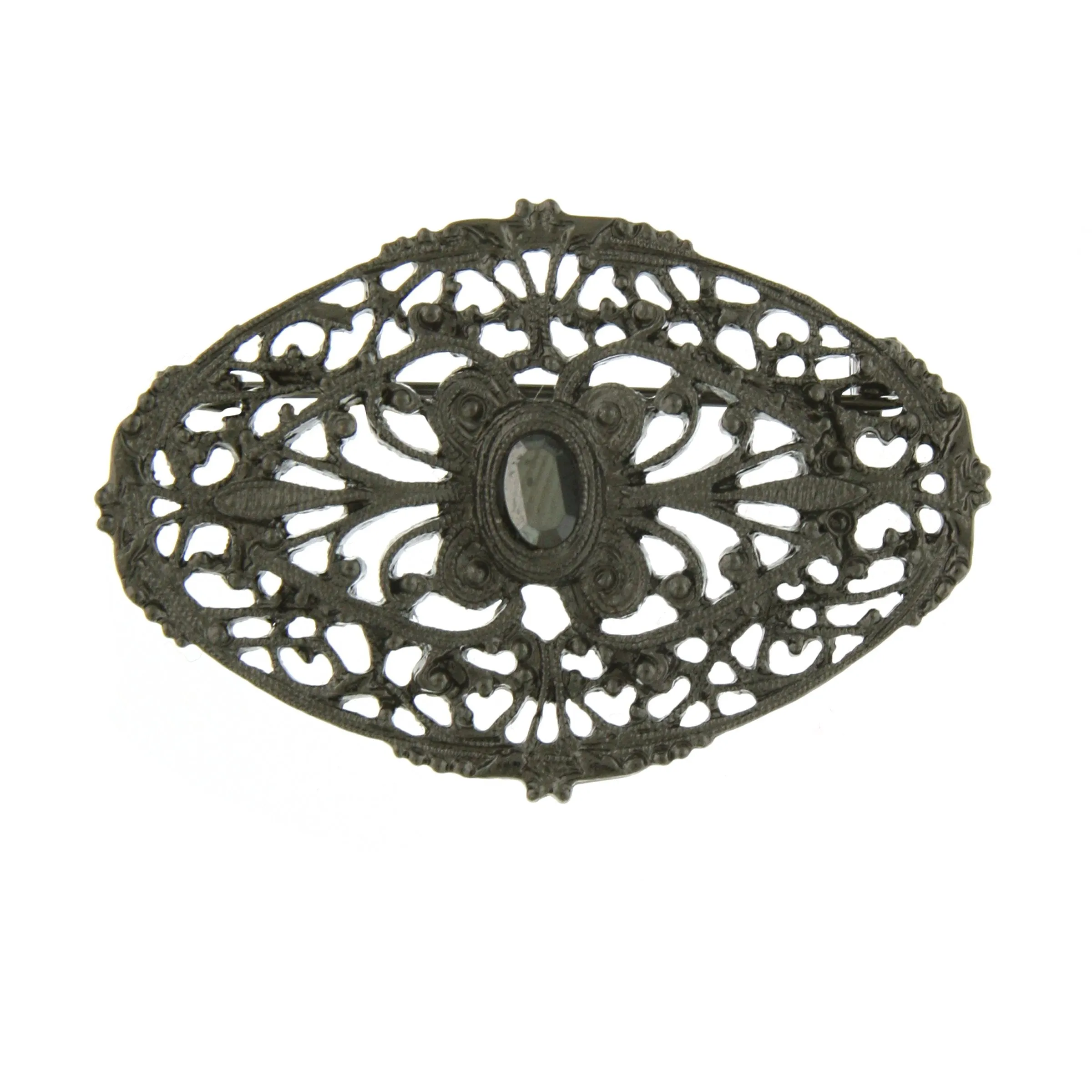 Vintage Inspired Black Hematite Filigree Pin-17583