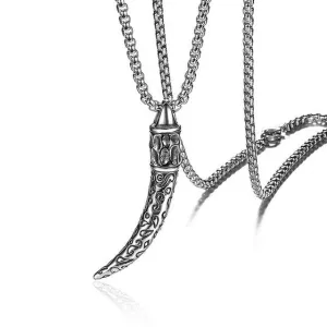 Vintage Retro Wolf Tooth Pendant with Chain