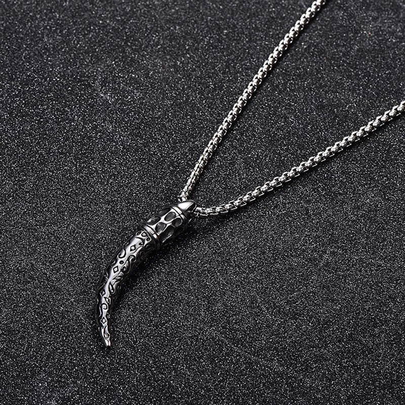 Vintage Retro Wolf Tooth Pendant with Chain