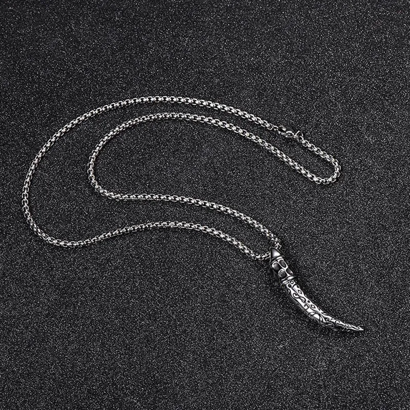 Vintage Retro Wolf Tooth Pendant with Chain