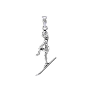Water Ski Girl Sterling Silver Pendant TP1262