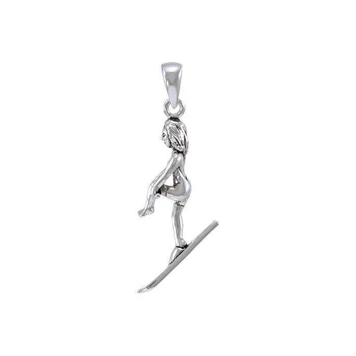 Water Ski Girl Sterling Silver Pendant TP1262