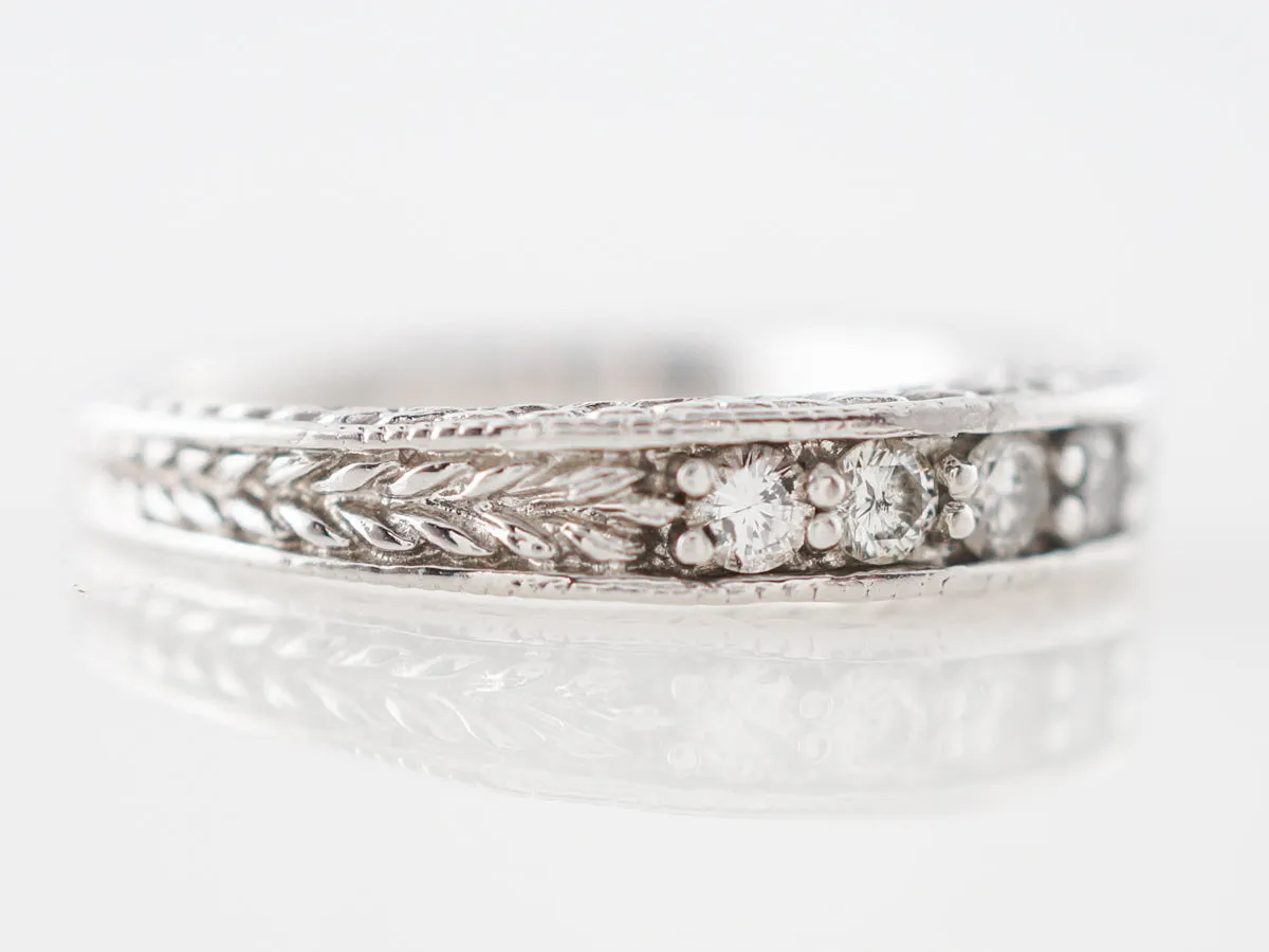 Wedding Band Modern .49 Round Brilliant Cut Diamonds in 14k White Gold