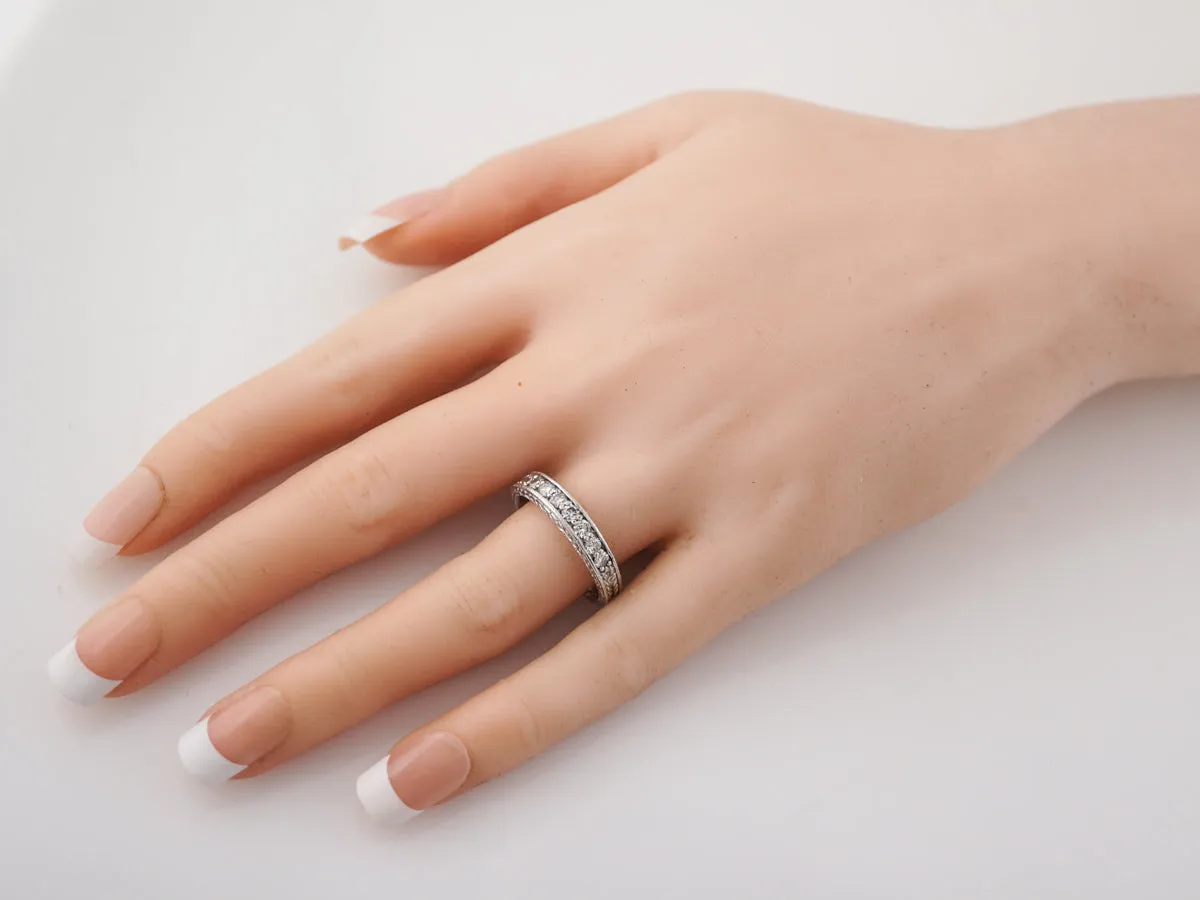 Wedding Band Modern .49 Round Brilliant Cut Diamonds in 14k White Gold