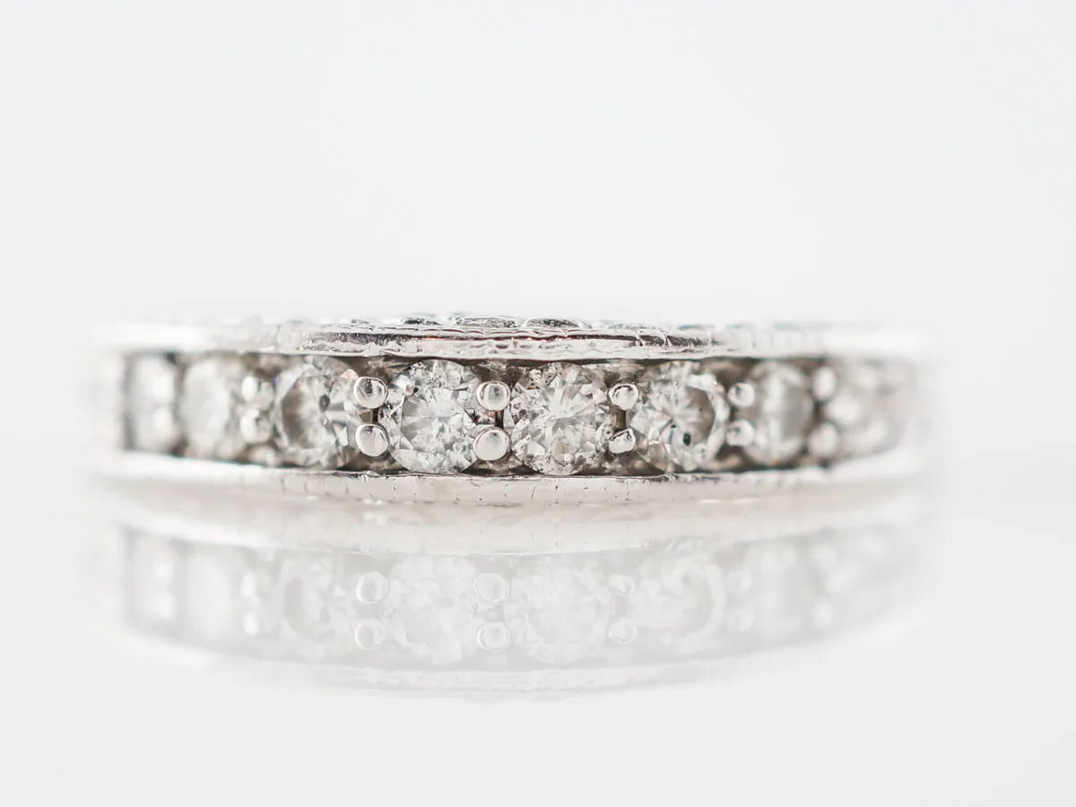 Wedding Band Modern .49 Round Brilliant Cut Diamonds in 14k White Gold