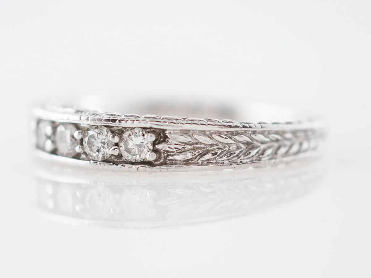 Wedding Band Modern .49 Round Brilliant Cut Diamonds in 14k White Gold