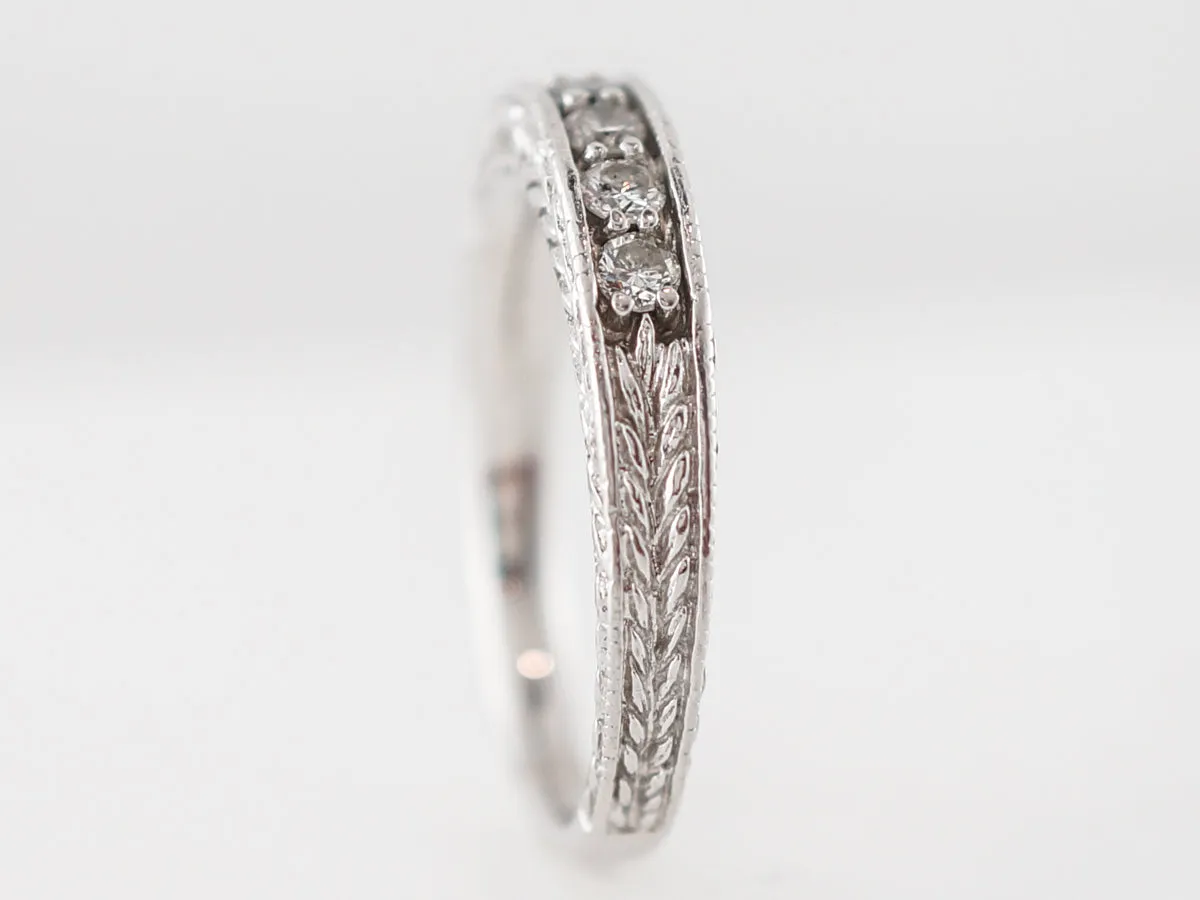 Wedding Band Modern .49 Round Brilliant Cut Diamonds in 14k White Gold