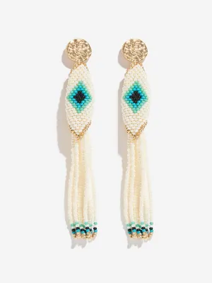 Westside Accessories Blue & White Evil Eye Dangler Earrings