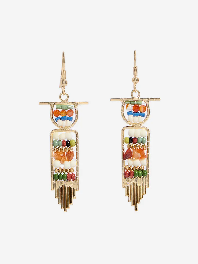 Westside Accessories Multicolour Gemstones Fish Hook Earrings