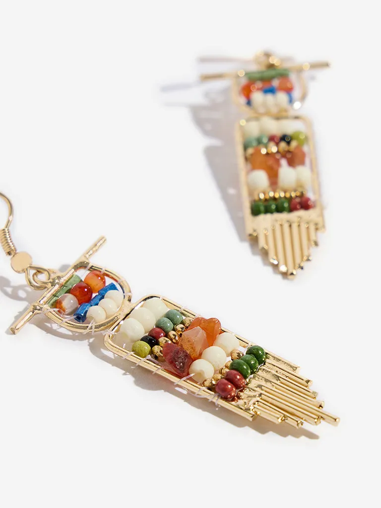 Westside Accessories Multicolour Gemstones Fish Hook Earrings